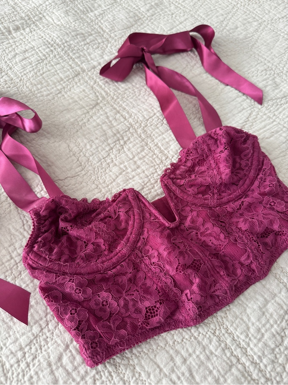Urban Outfitters Lace Bralette Crop Top with Satin Tie Straps
